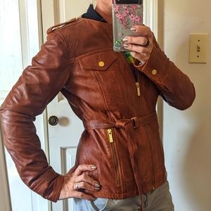 Michael Kors brown Leather Jacket